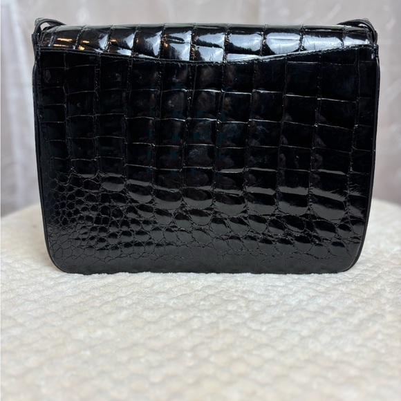 Vintage Gino Tromba Crocodile Embossed Patent Leather Shoulder/Crossbody Purse - Picture 7 of 16